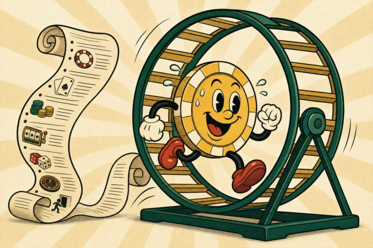 Retro cartoon illustration for the wagering requirements explained guide