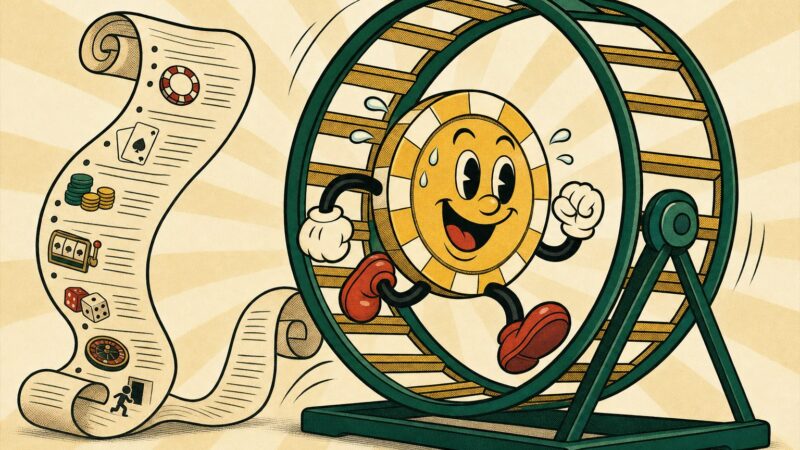 Retro cartoon illustration for the wagering requirements explained guide